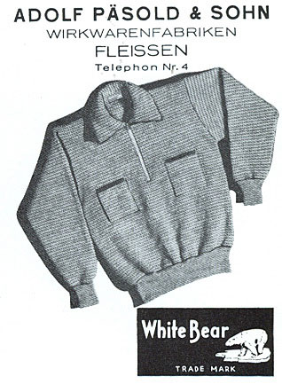 The Pasold companies most fashionable ranges were marketed on the Continent under the White Bear brand, with a registered trademark was remarkably similar to the British Fox's Glacier Mints logo